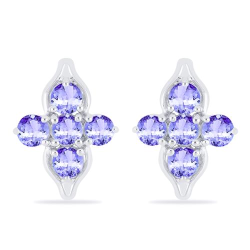 BUY REAL TANZANITE GEMSTONE CLUSTER EARRINGS IN 925 SILVER 